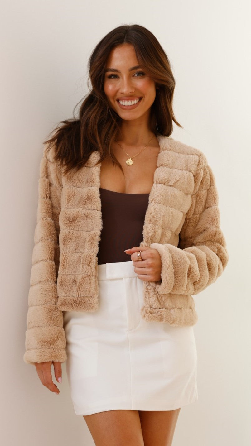 Annie - Faux Fur Crop Jacket