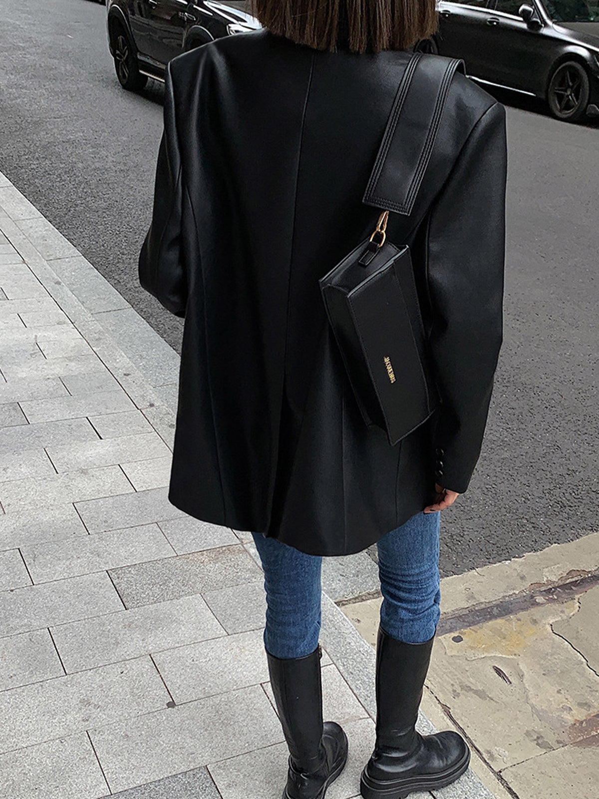 Flora - Leather Jacket with Lapel Pockets
