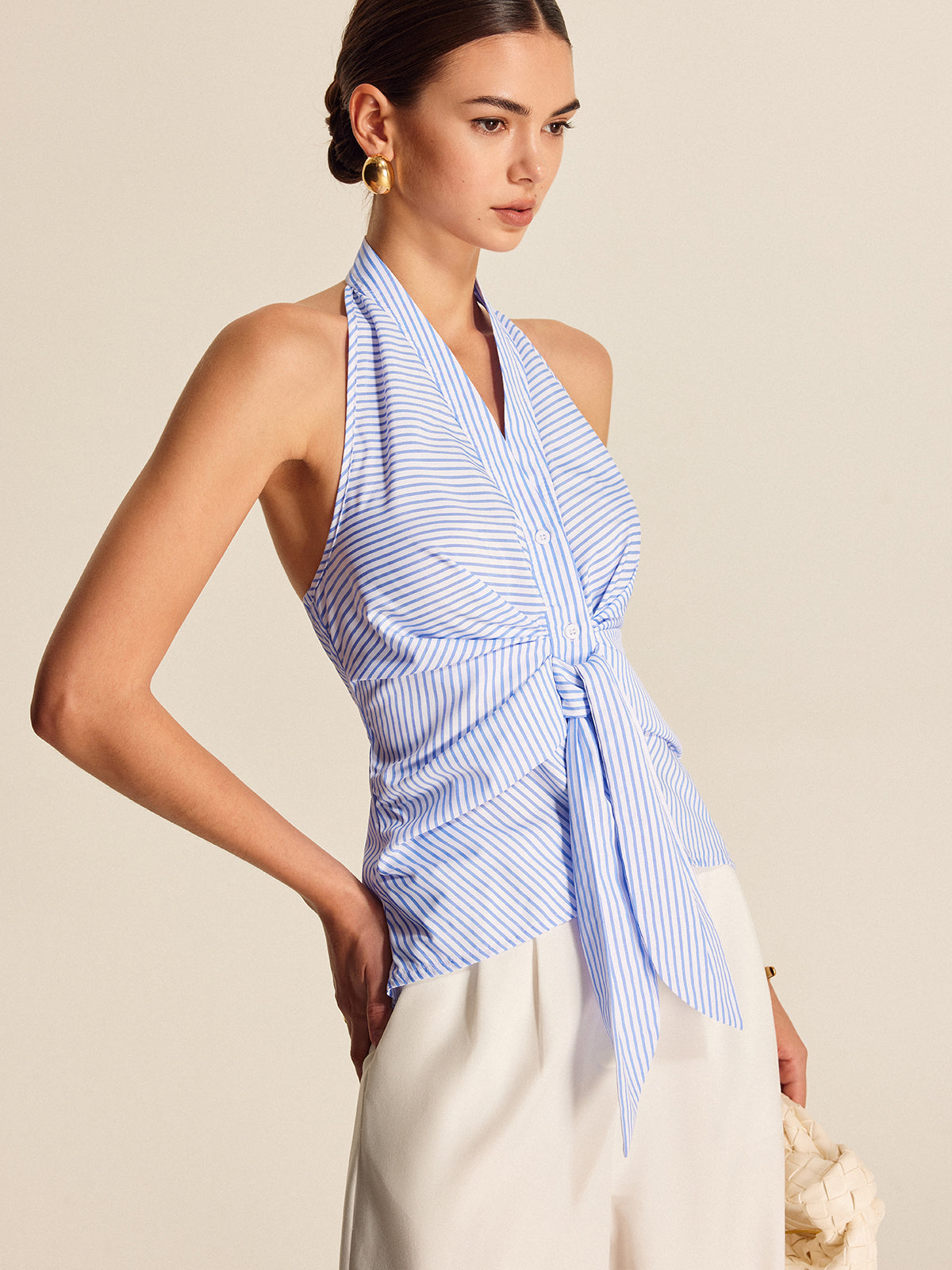Ava - Striped Halter Top