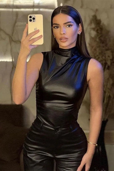 Raina - Sleeveless Leather Top