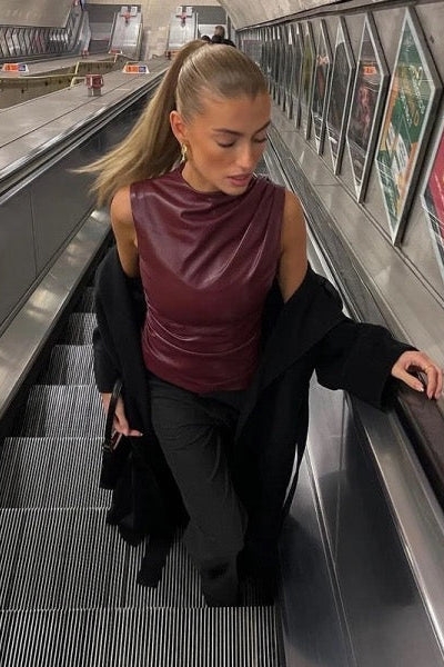 Raina - Sleeveless Leather Top