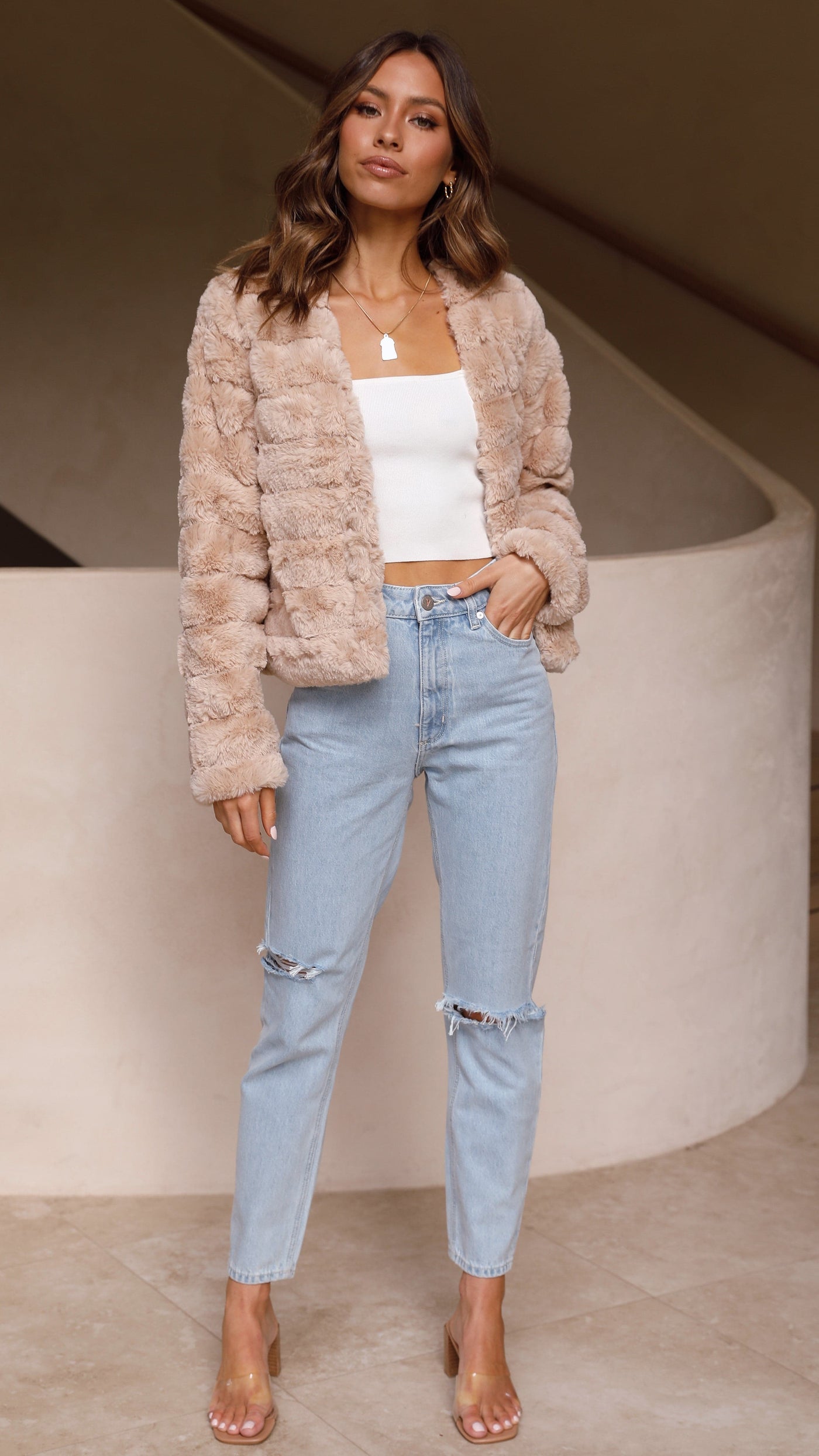 Annie - Faux Fur Crop Jacket