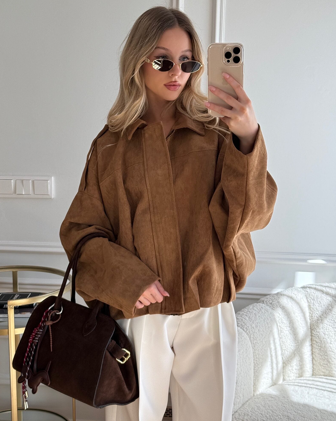 Joyce - Suede Bomber Jacket