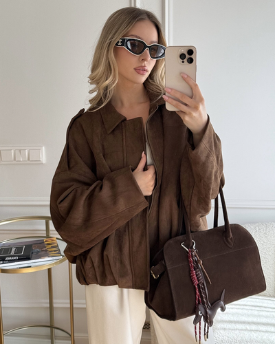Joyce - Suede Bomber Jacket
