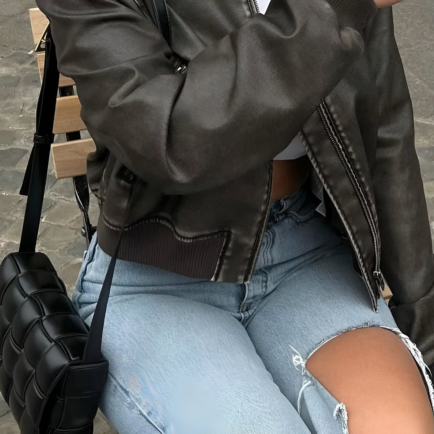 Amira - Leather Bomber Jacket