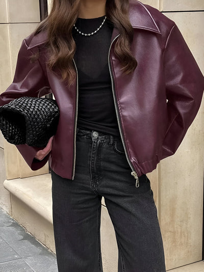 Rachelle - Leather Bomber Jacket