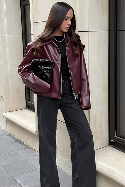 Rachelle - Leather Bomber Jacket