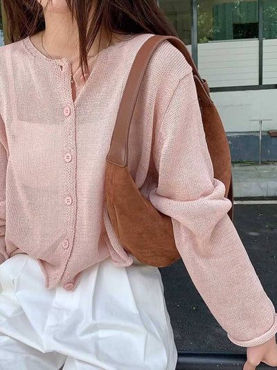 Lydia - Suede Bag Halfmoon Faux