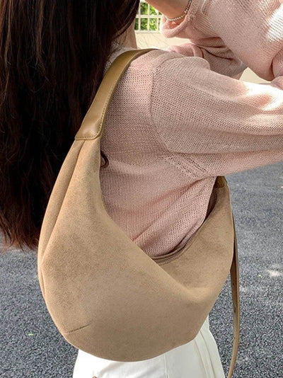 Lydia - Suede Bag Halfmoon Faux