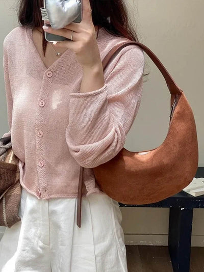 Lydia - Suede Bag Halfmoon Faux