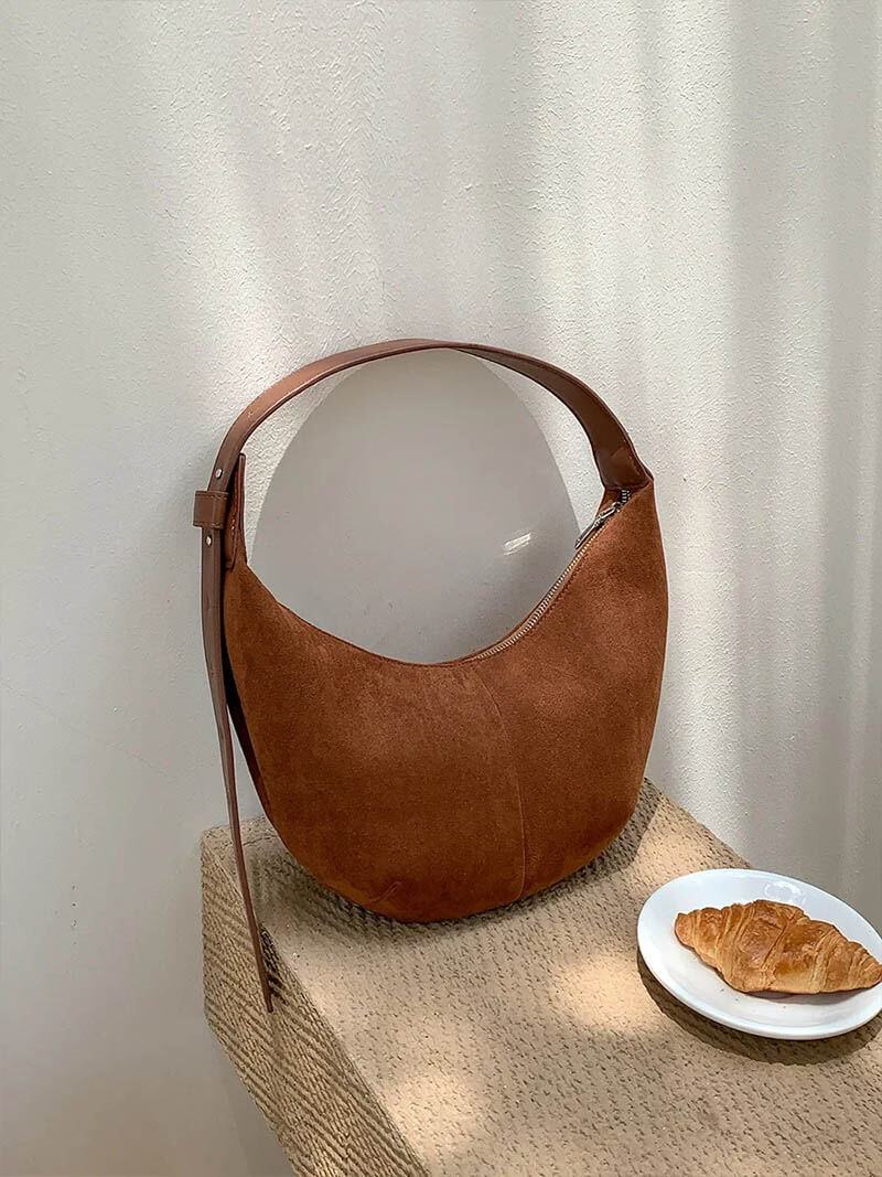 Lydia - Suede Bag Halfmoon Faux