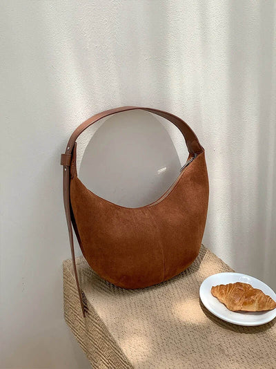 Lydia - Suede Bag Halfmoon Faux