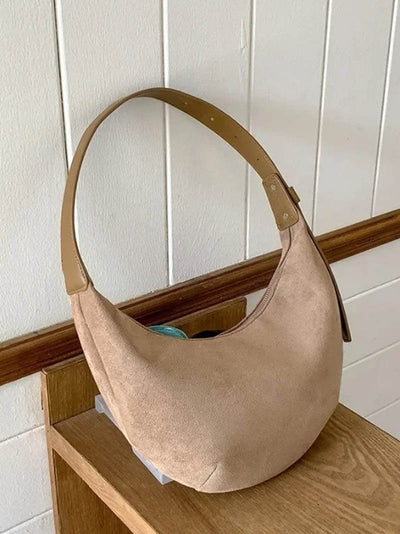 Lydia - Suede Bag Halfmoon Faux