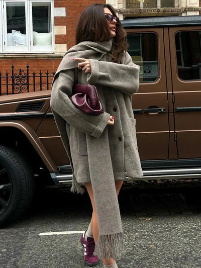 Arabella - Wool Coat with Scarf