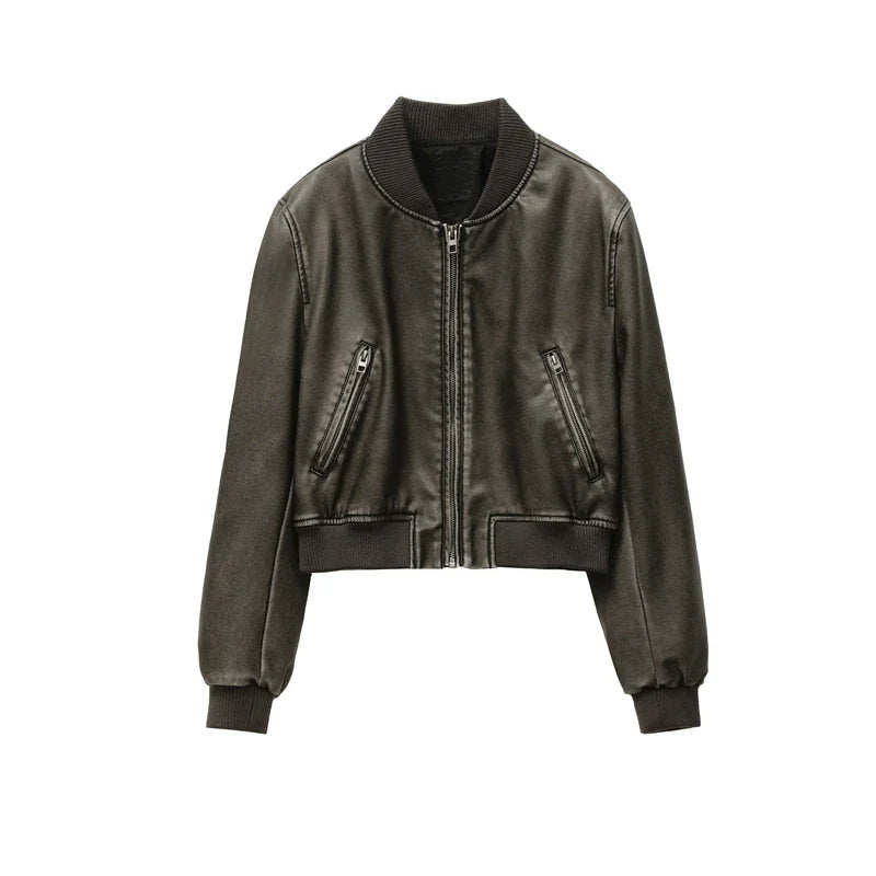 Amira - Leather Bomber Jacket