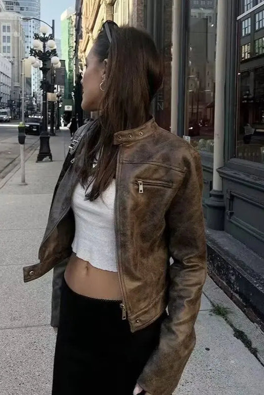 Lilian - Cropped Leather Jacket