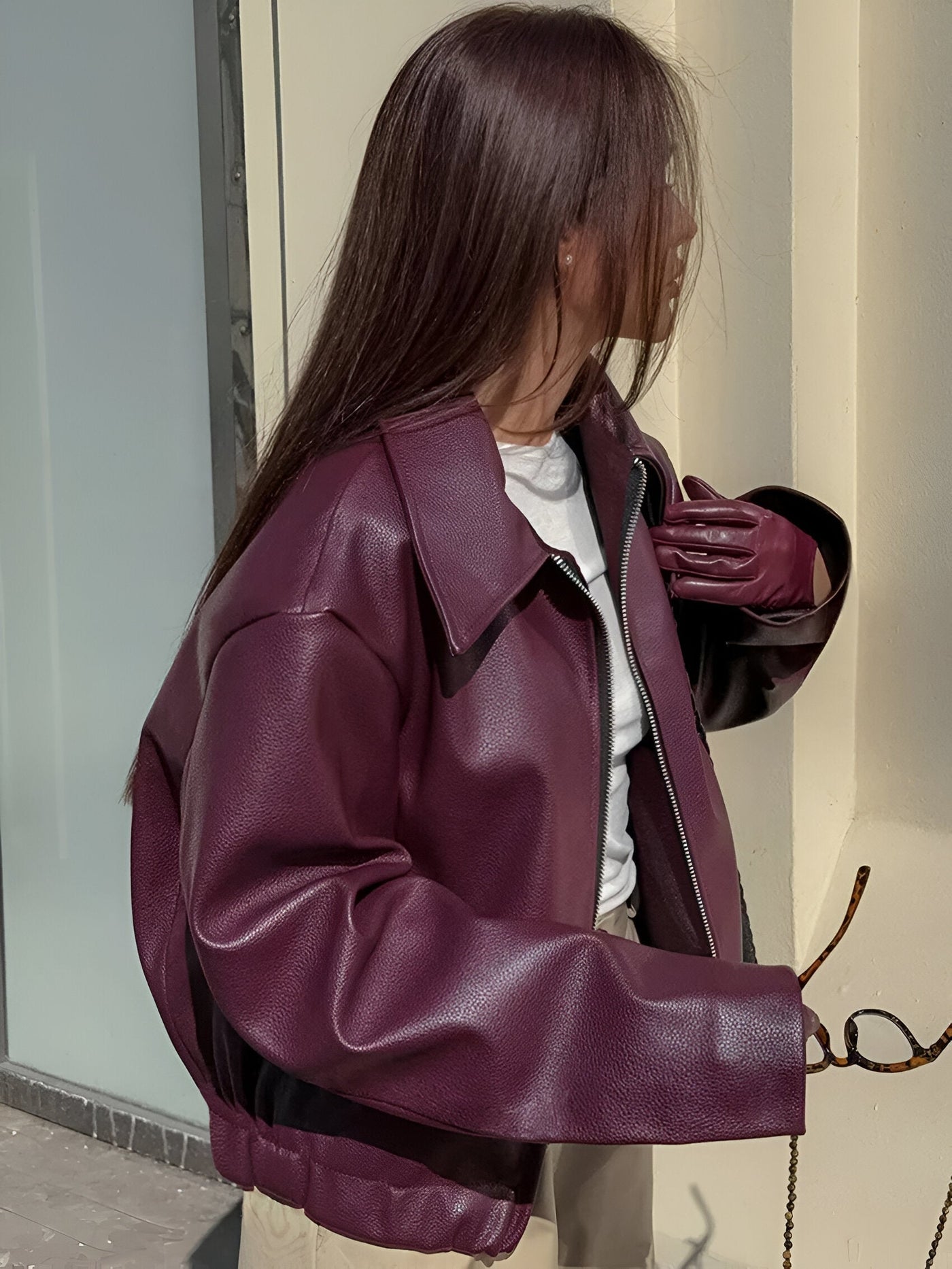 Rachelle - Leather Bomber Jacket