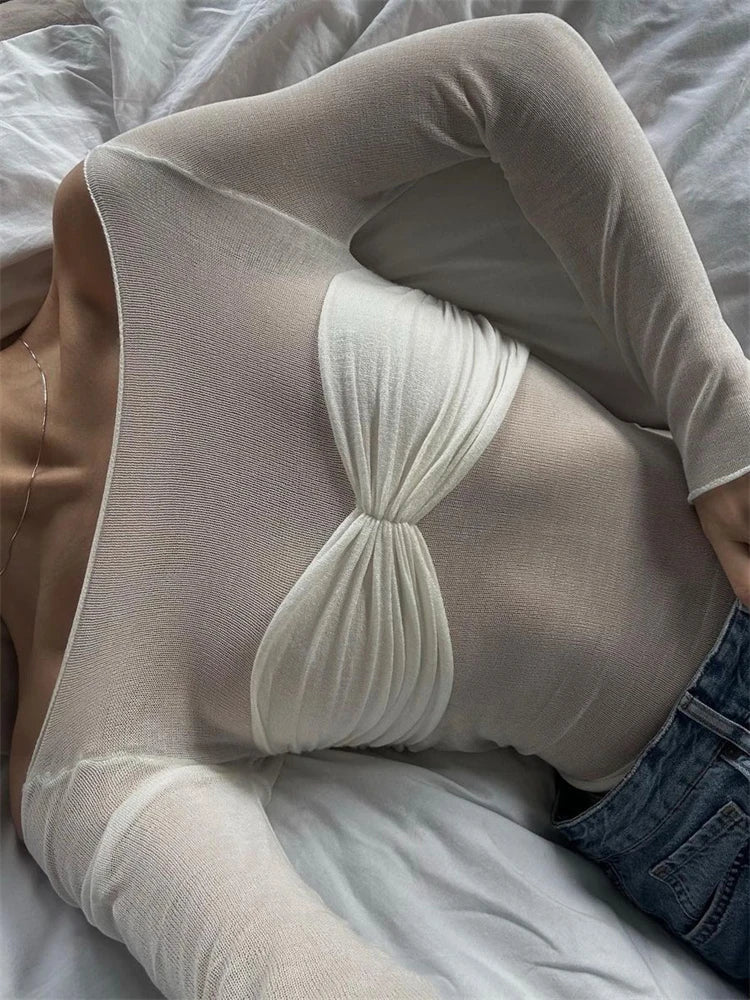 Sarah - Long Sleeve Mesh Top
