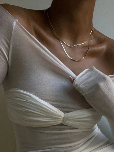 Sarah - Long Sleeve Mesh Top