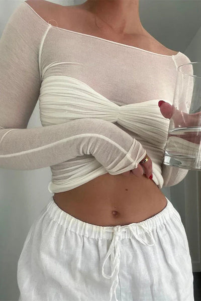 Sarah - Long Sleeve Mesh Top