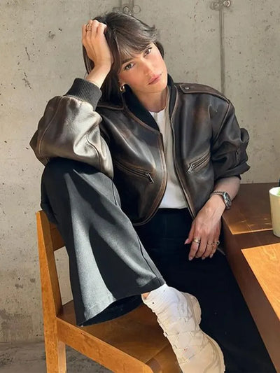 Loïs - Leather Bomber Jacket