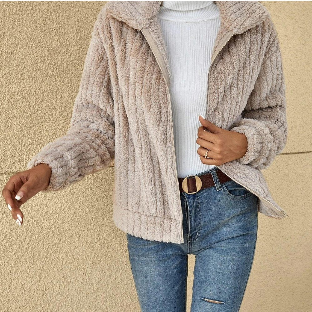 Dionne - Cozy Fleece Ribbed Jacket
